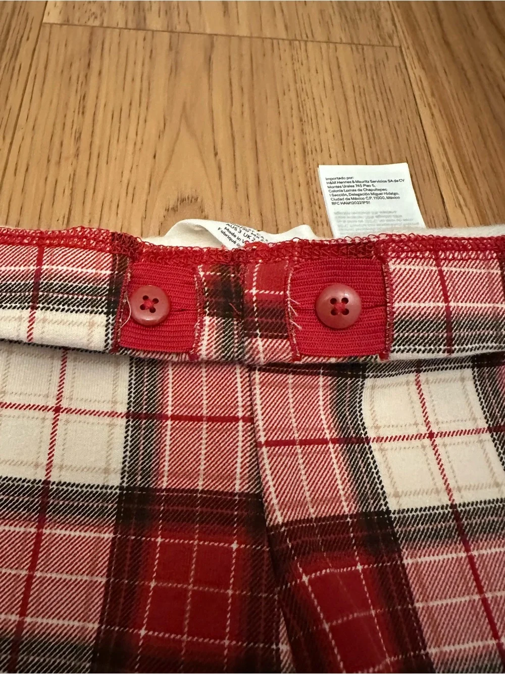 H&M Adjustable Waste Red, White, and Black Plaid Fleece Lined Toddler G Leggings